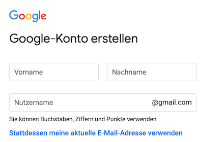 Privates Google Konto ohne Gmail-Adresse anlegen