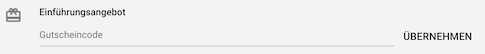 Eingabefeld für den Gutscheincode